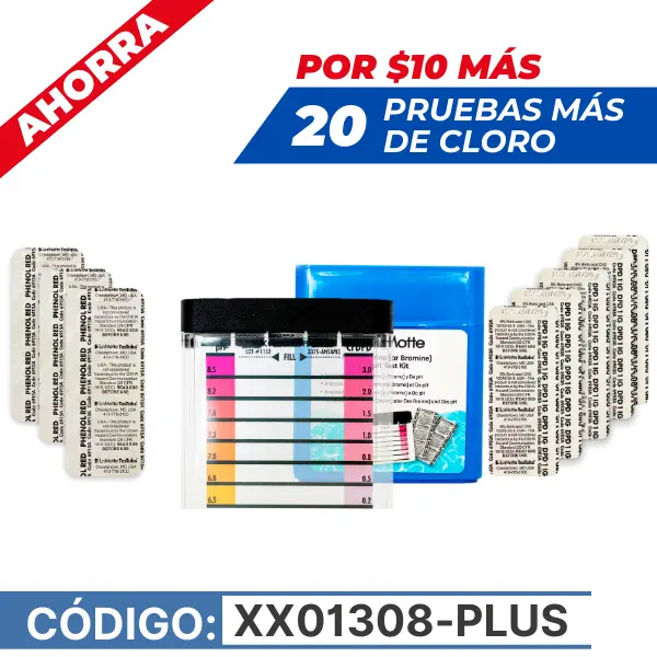 kit medidor de cloro y ph con método colorimétrico manual para 50 pruebas de cloro y 30 de pH