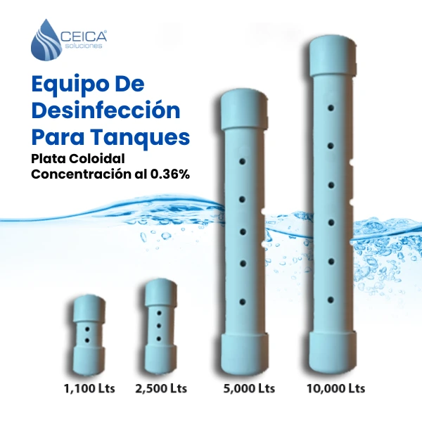 Equipos de desinfección para tanques con esferas de plata coloidal al 0.36%